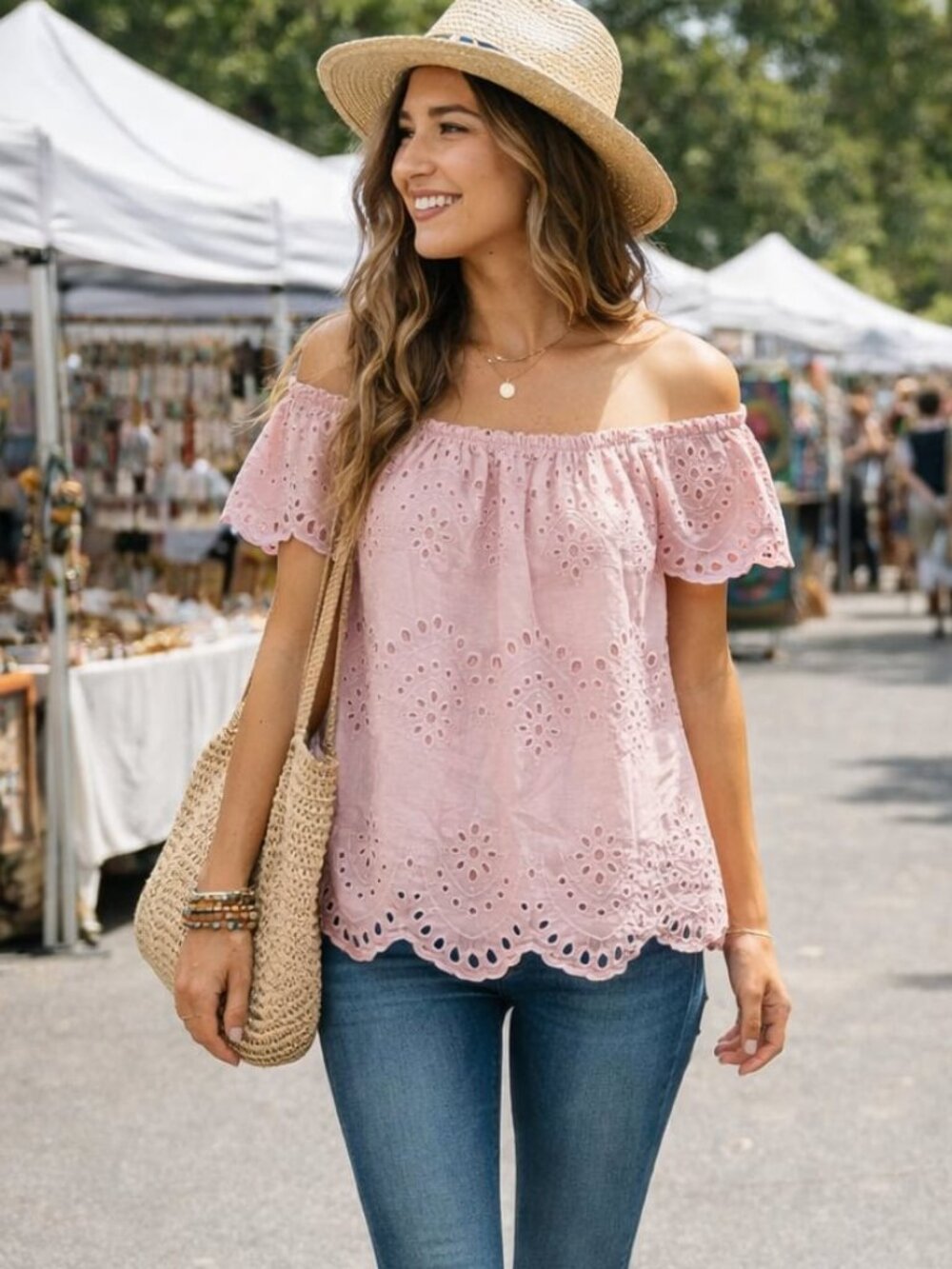 NWT ANTHROPOLOGIE x ADIVA Boho Eyelet Lace Peasant Top Lavender M
